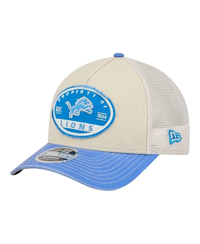 New Era Men's Natural Detroit Lions Frayed M-Crown A-Frame 9FORTY Adjustable Hat
