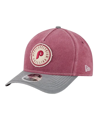 New Era Men's Burgundy/Gray Philadelphia Phillies Felt M-Crown 9FORTY Adjustable Hat