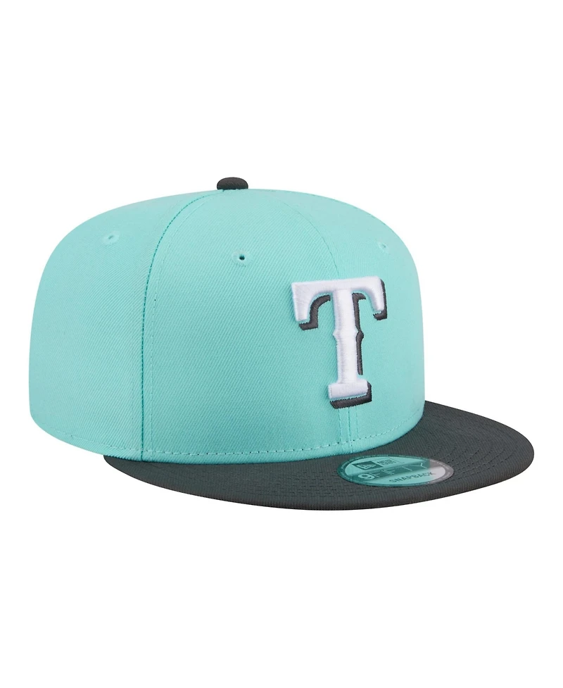 New Era Men's Turquoise/Charcoal Texas Rangers Two-Tone Color Pack 9FIFTY Snapback Hat