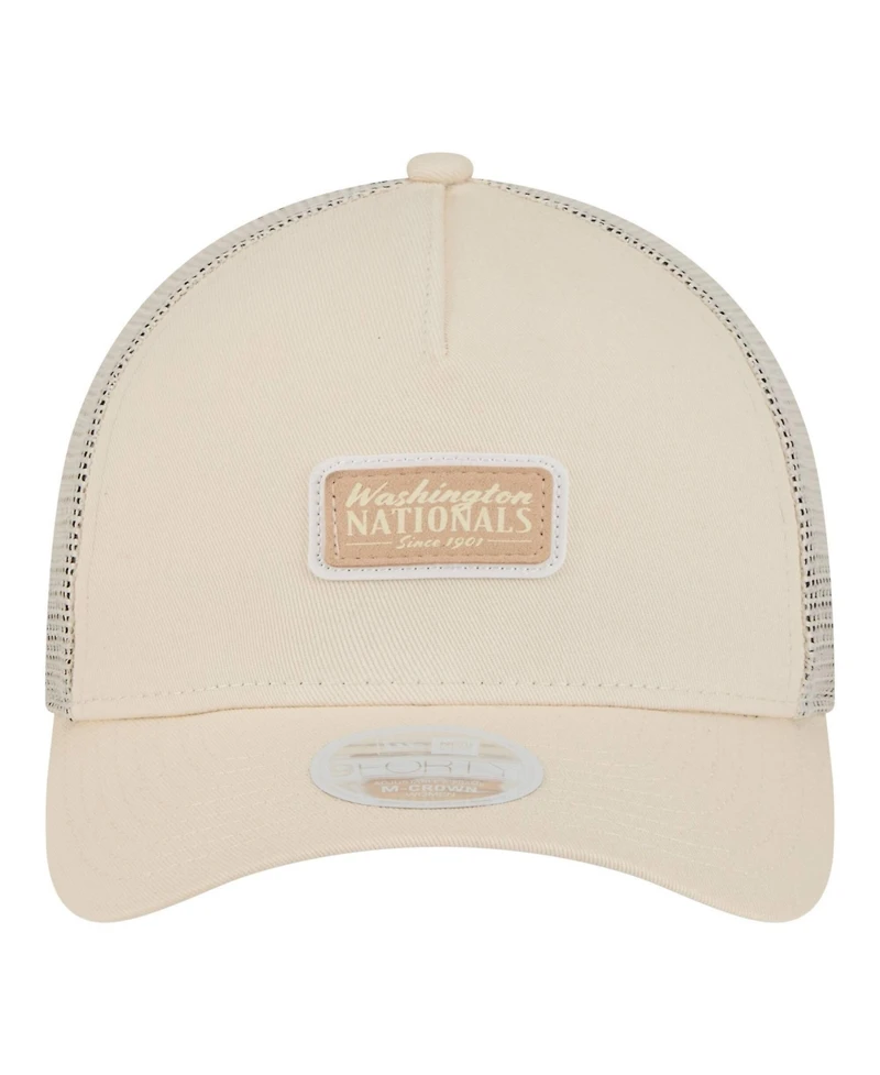 New Era Women's Light Beige Washington Nationals Tonal Patch 9FORTY M-Crown A-Frame Trucker Adjustable Hat