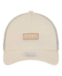 New Era Women's Light Beige Washington Nationals Tonal Patch 9FORTY M-Crown A-Frame Trucker Adjustable Hat