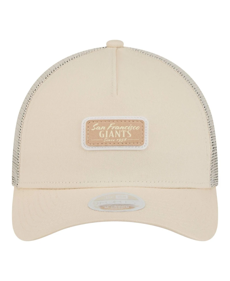 New Era Women's Light Beige San Francisco Giants Tonal Patch 9FORTY M-Crown A-Frame Trucker Adjustable Hat