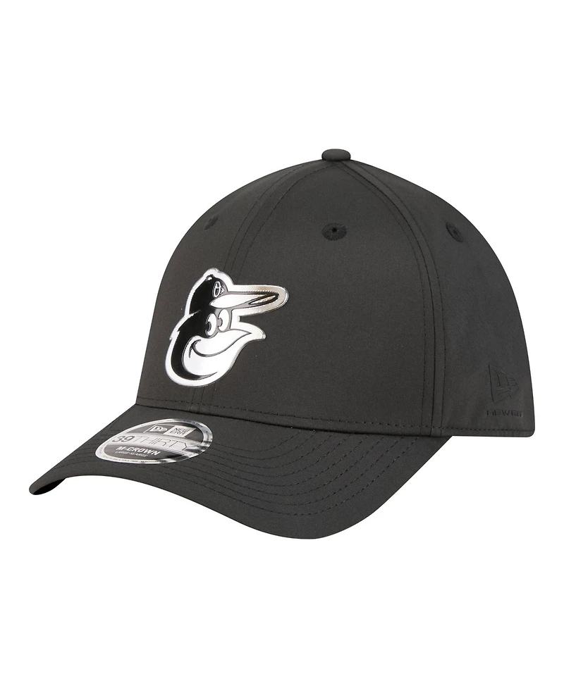New Era Men's Black Baltimore Orioles Metallic 39THIRTY M-Crown Flex Hat