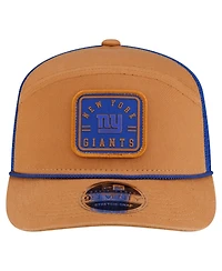 New Era Men's Brown/Royal New York Giants Team Patch Split Panel 9SEVENTY Adjustable Trucker Hat