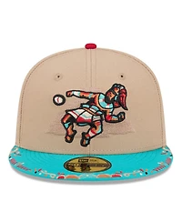 New Era Men's Light Beige/Light Blue Pensacola Wahoo's 2026 Copa De La Diversion 59FIFTY Fitted Hat
