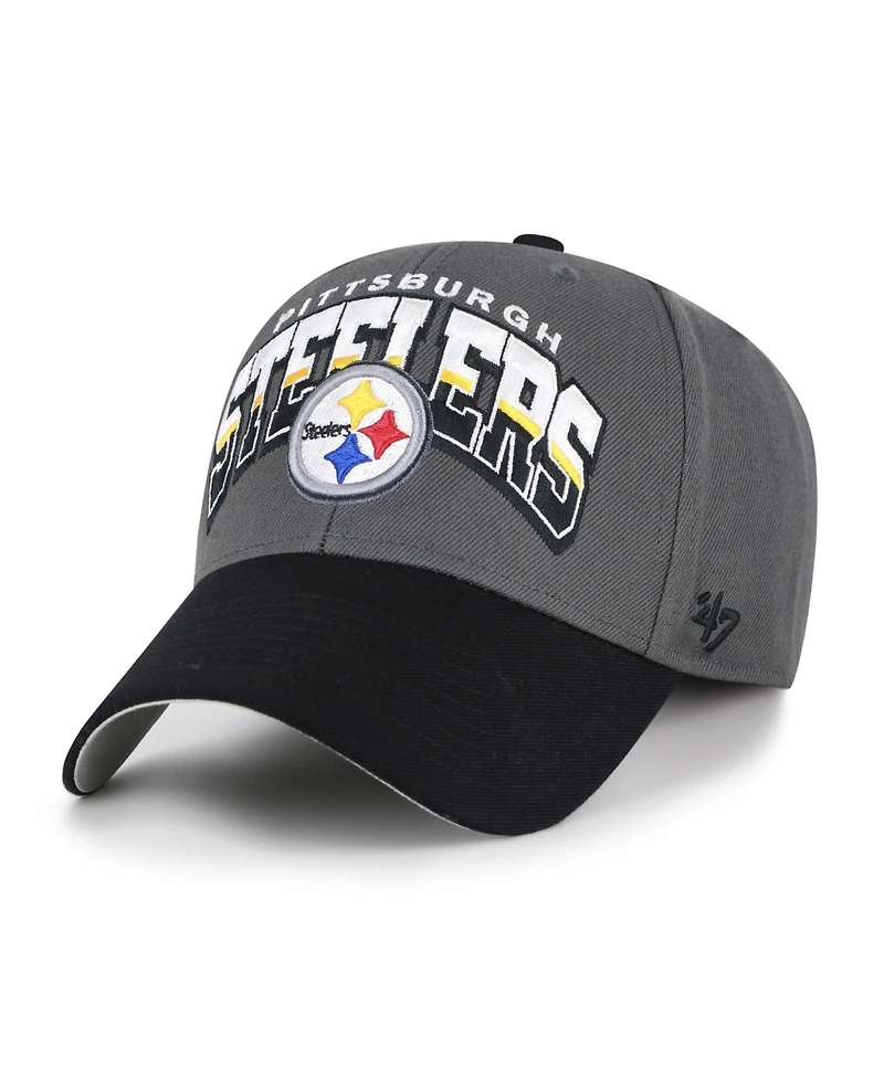 '47 Brand Men's Charcoal Pittsburgh Steelers Split Block Mvp Adjustable Hat