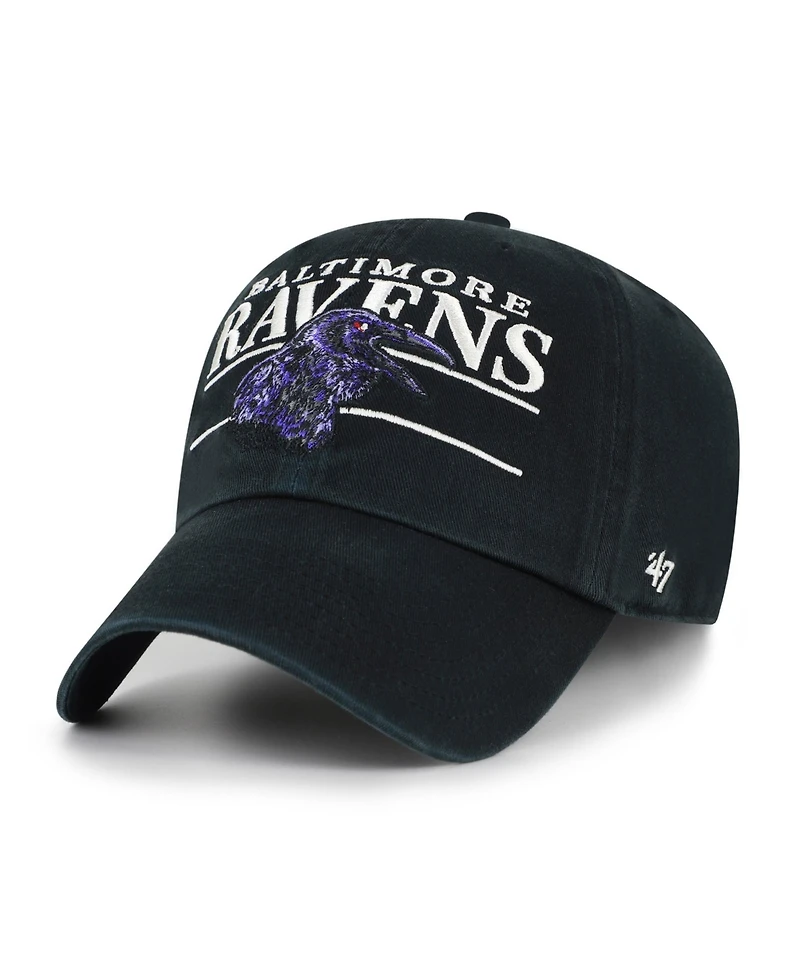 '47 Brand Men's Black Baltimore Ravens Throwback Graphic Clean Up Adjustable Hat