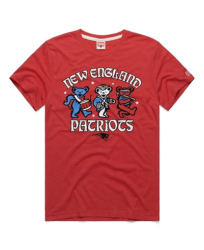 Homage Men's Red New England Patriots Nfl x Grateful Dead Tri-Blend T-Shirt