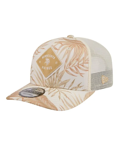 New Era Men's Tan Minnesota Vikings Tonal Palm Coolera 9SEVENTY Adjustable Trucker Hat