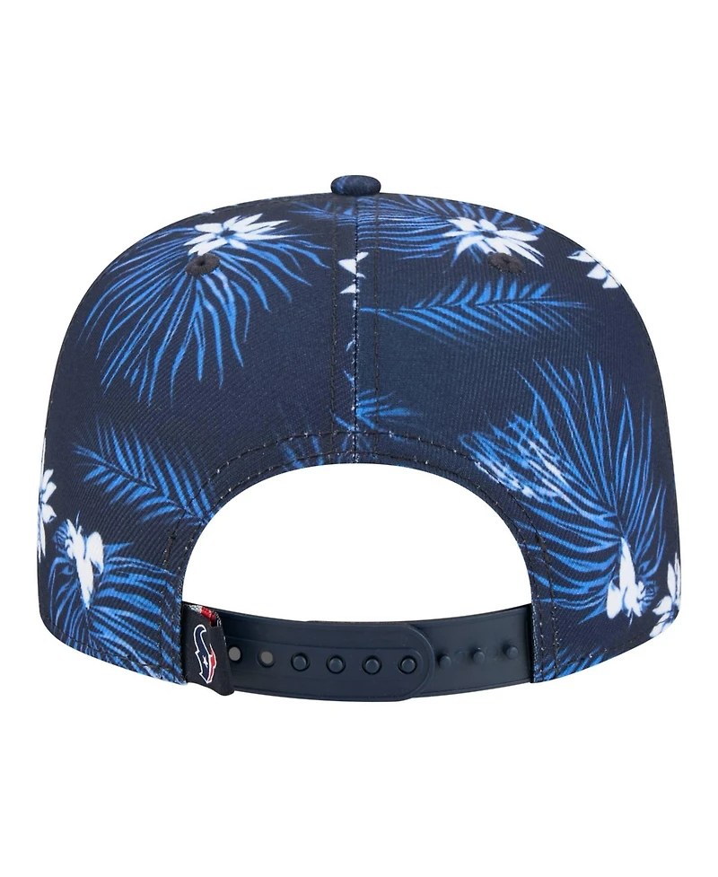 New Era Men's Navy Houston Texans Palm Print A-Frame 9FIFTY Snapback Hat