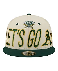 New Era Men's Cream Athletics Oversized Slogan 9FIFTY Snapback Hat