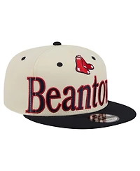 New Era Men's Cream Boston Red Sox Oversized Slogan 9FIFTY Snapback Hat