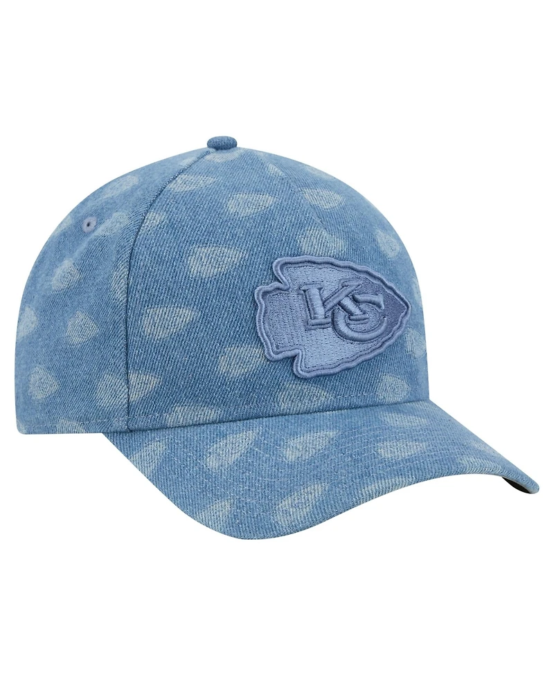 New Era Women's Denim Kansas City Chiefs A-Frame 9FORTY Adjustable Hat