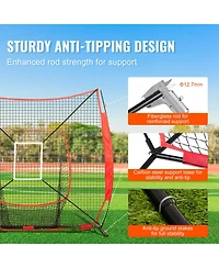 Sugift Baseball Softball Practice Net with Bow Frame Strike Zone Ball Batting Tee Carry Bag