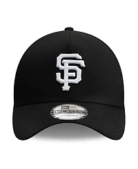 New Era Men's Black San Francisco Giants Side Script 9FORTY A-Frame Trucker Adjustable Hat