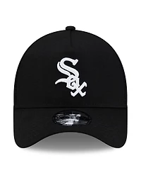 New Era Men's Black Chicago White Sox Side Script 9FORTY A-Frame Trucker Adjustable Hat
