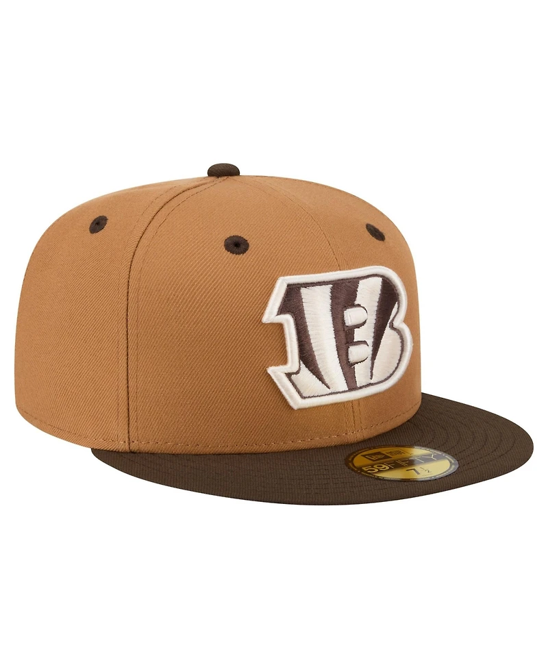New Era Men's Light Brown/Dark Brown Cincinnati Bengals Two-Tone Walnut 59FIFTY Fitted Hat