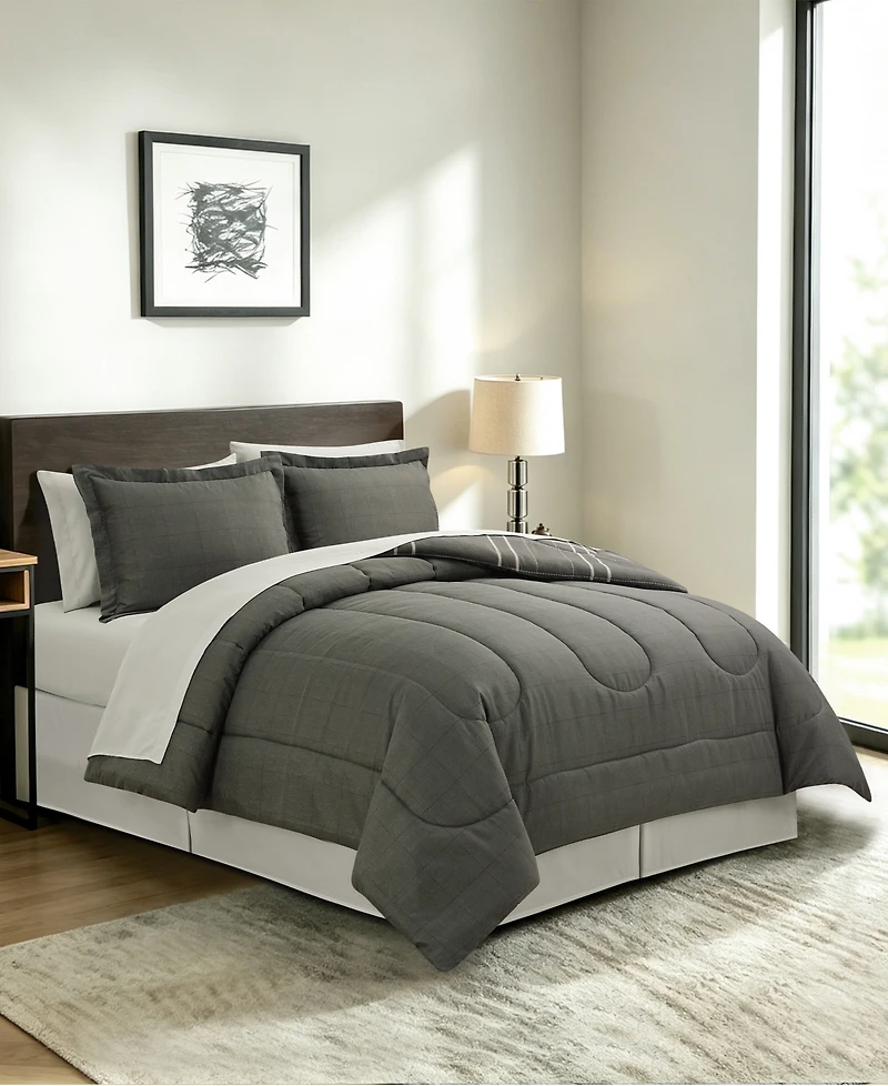 Macy's Annie Plaid Reversible Microfiber 8-piece Comforter Set