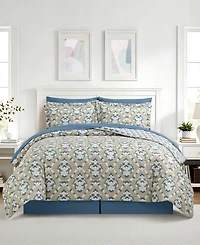 Macy's Blockprint Trellis Reversible Microfiber 8-piece Comforter Set
