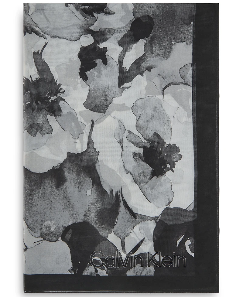 Calvin Klein Women's Tonal Floral Chiffon Scarf