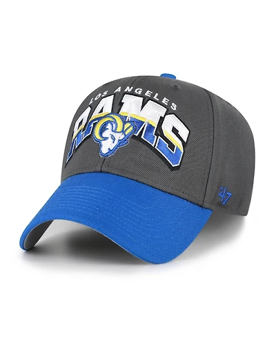 47 Brand Men's Charcoal Los Angeles Rams Split Block Mvp Adjustable Hat