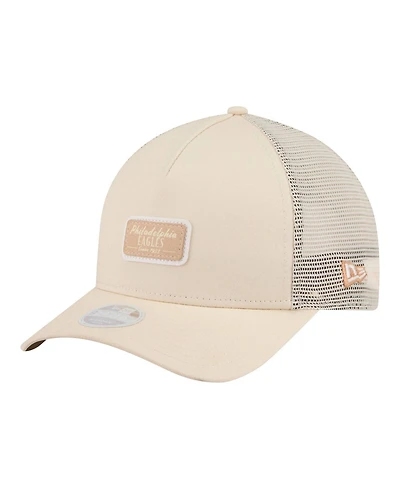 New Era Women's Cream Philadelphia Eagles Tonal Patch M-Crown A-Frame 9FORTY Trucker Adjustable Hat