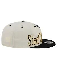 New Era Men's Cream Pittsburgh Steelers Oversized Slogan 9FIFTY Snapback Hat