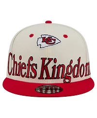 New Era Men's Cream Kansas City Chiefs Oversized Slogan 9FIFTY Snapback Hat
