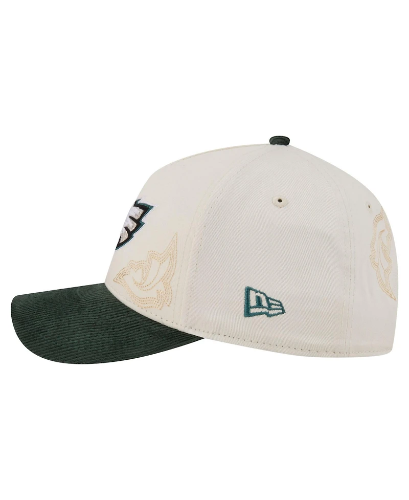 New Era Men's Cream/Midnight Green Philadelphia Eagles Western 9FORTY A-Frame Adjustable Hat