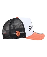 New Era Men's White/Orange San Francisco Giants Foodie A-Frame 9FIFTY Trucker Snapback Hat