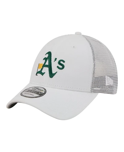New Era Men's White Athletics Flag 9FORTY Trucker Adjustable Hat