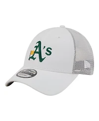 New Era Men's White Athletics Flag 9FORTY Trucker Adjustable Hat