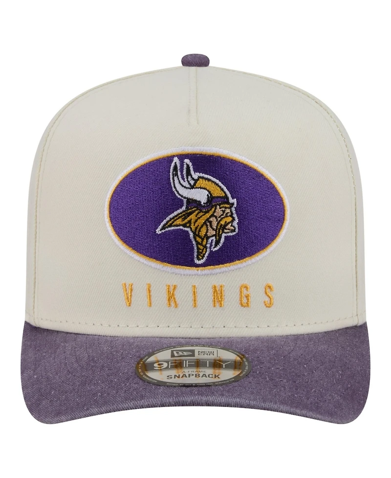 New Era Men's Cream/Purple Minnesota Vikings Washed A-Frame 9FIFTY Snapback Hat