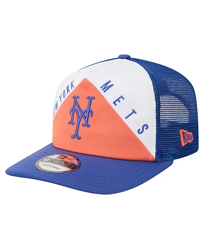 New Era Men's White/Royal New York Mets Retro Cut 19TWENTY Adjustable Trucker Hat