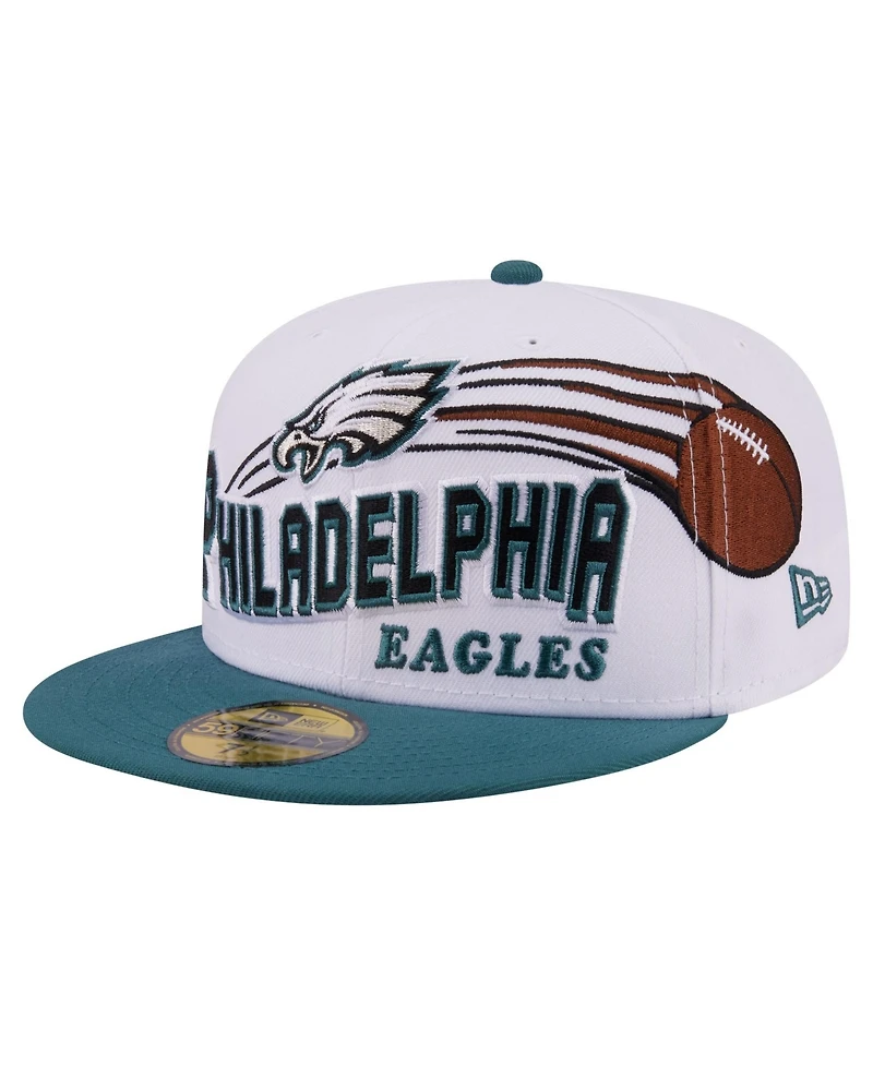 New Era Men's White/Midnight Green Philadelphia Eagles Retro Swoop 59FIFTY Fitted Hat