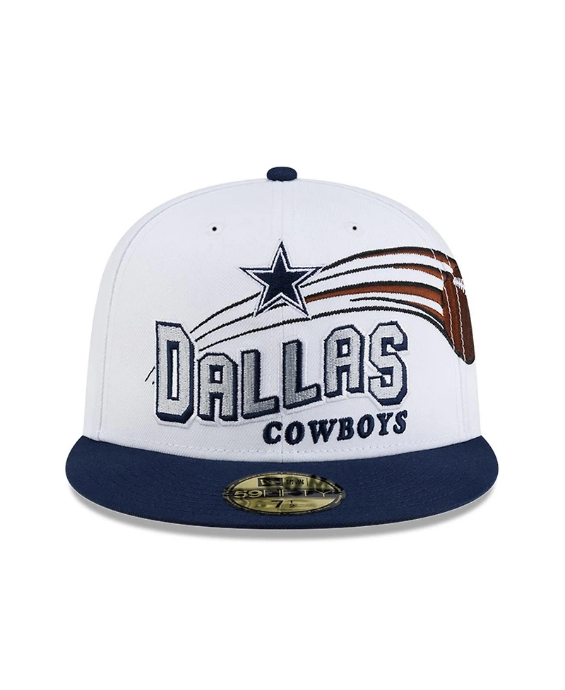 New Era Men's White/Navy Dallas Cowboys Retro Swoop 59FIFTY Fitted Hat