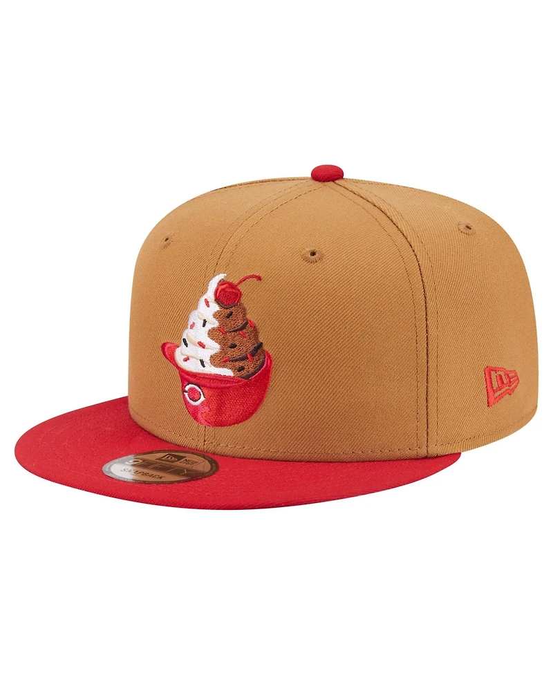 New Era Men's Khaki/Red Cincinnati Reds Ice Cream 9FIFTY Snapback Hat
