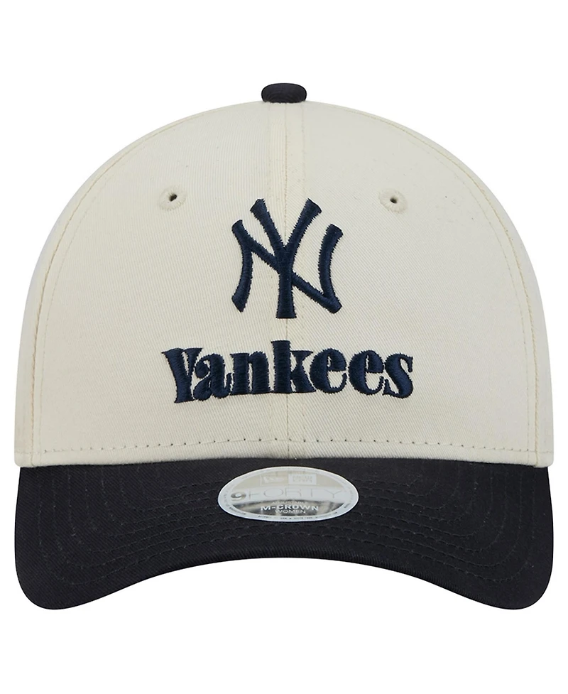 New Era Women's Cream/Navy New York Yankees Primary 9FORTY M-Crown Adjustable Hat