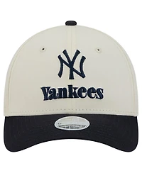 New Era Women's Cream/Navy New York Yankees Primary 9FORTY M-Crown Adjustable Hat