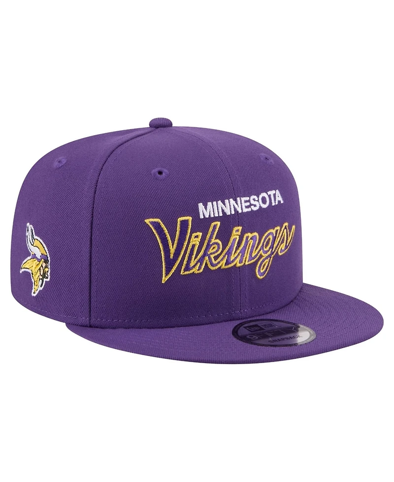 New Era Men's Purple Minnesota Vikings Core Team Script 9FIFTY Snapback Hat