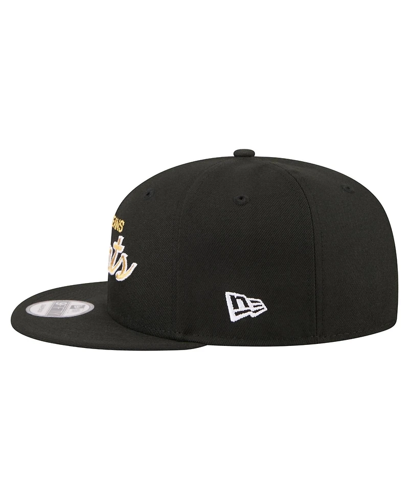 New Era Men's Black New Orleans Saints Core Team Script 9FIFTY Snapback Hat