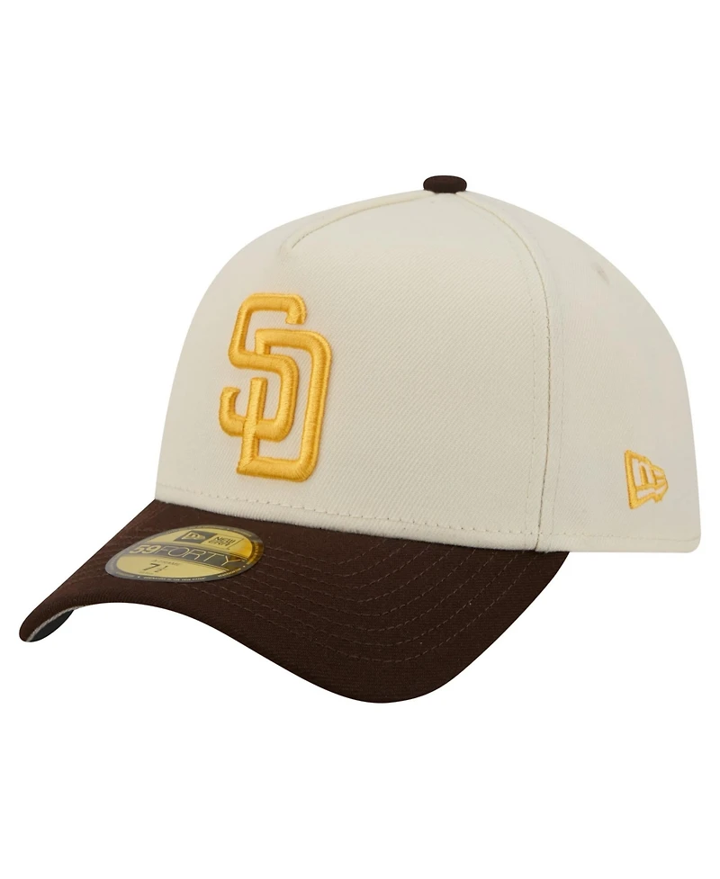 New Era Men's Cream San Diego Padres Chrome A-Frame 59FORTY Fitted Hat