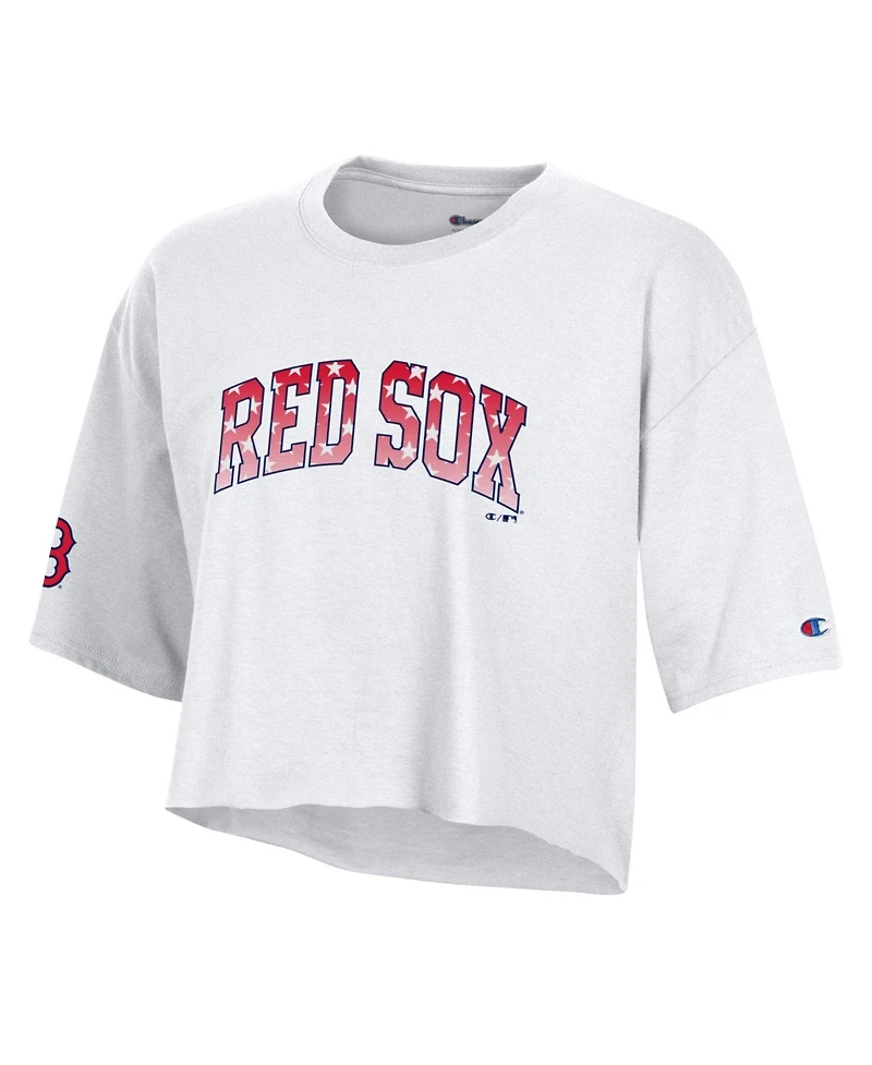 Champion Women's Boston Red Sox Cropped Boyfriend T-Shirt