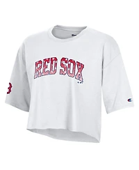 Champion Women's Boston Red Sox Cropped Boyfriend T-Shirt