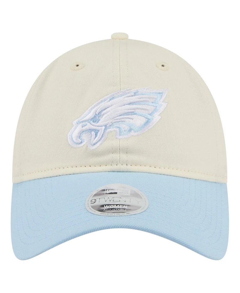 New Era Women's Cream/Coastal Blue Philadelphia Eagles 9TWENTY Adjustable Hat