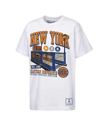 Mitchell & Ness Big Boys and Girls White New York Knicks Take The Subway T-Shirt