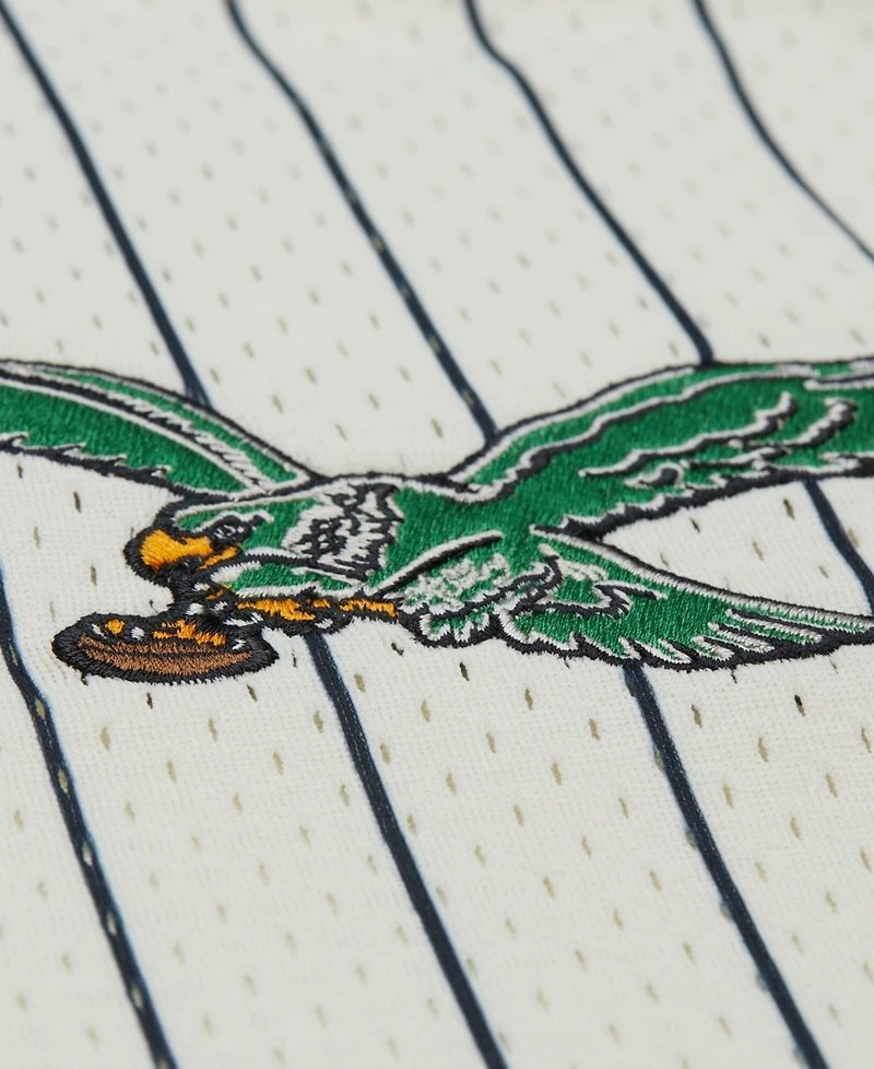 Mitchell & Ness Men's Cream Philadelphia Eagles Big Tall Heavyweight Mesh Button-Up Fashion Jersey
