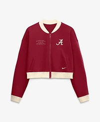 Nike Women's Alabama Crimson Tide Full-Zip Oversized Fleece Cropped Bomber Jacket