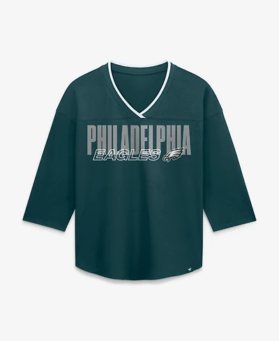 Fanatics Women's Philadelphia Eagles Team First Deceptive Juke 3/4-Sleeve V-Neck T-Shirt