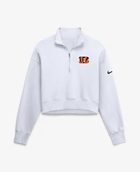 Nike Women's White Cincinnati Bengals Oversized Phoenix Fleece Cropped Quarter-Zip Sweatshirt